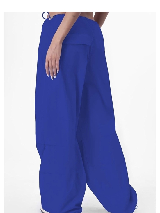 No Brand Pants - NEW Womans Y2K Inspired Drawing Oversized Baggy Parachute Pants in Royal Blue XL